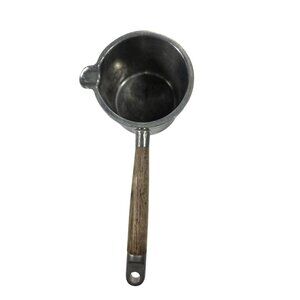 Vtg Knobler Aluminum pan melting butter Wooden Handle 3" Diameter Rustic Kitchen